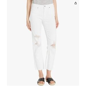 Paige Distressed High-Waist Noella Crop Jeans Womens 24 White